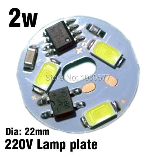 1000 pieces AC180V-260V 2W Lamp plate 22mm diameter integrated IC LED driver 5730 SMD PCB base plate