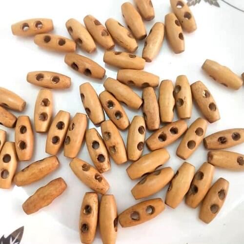 300 pcs Wooden Buttons, Rice, Coconut Brown, 25x9mm, 2 Holes wood toggle buttons