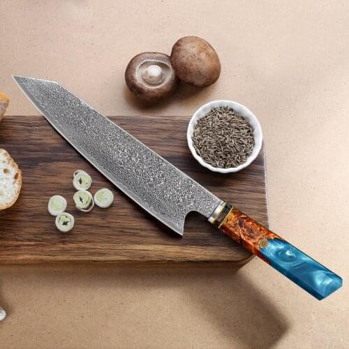 67-Layer Damascus Steel Stable Wood Resin Handle Lightweight Chef Knife Fish Meat Dish Slice Knife Multi-Purpose Knife