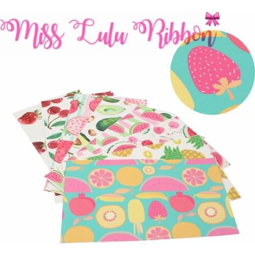 8x13inch (20x34cm) Fruits Series Avocado Watermelon Digital Print Vinyl Ribbon Freedom Cut Piece 60pcs/pack DIY Bowknots Custom