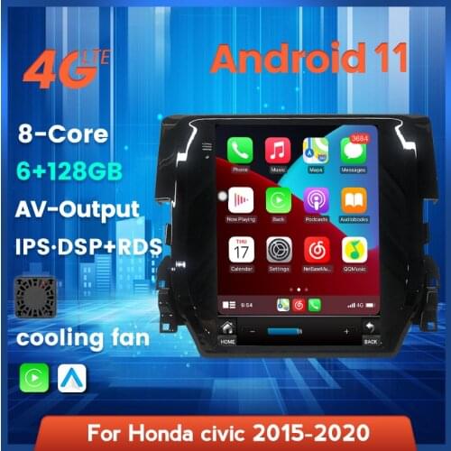 9.7inch Tesla Style Screen Android 11 IPS RDS Car Radio Multimedia Video Player Navigation For Honda Civic 10 FC FK 2015-2020