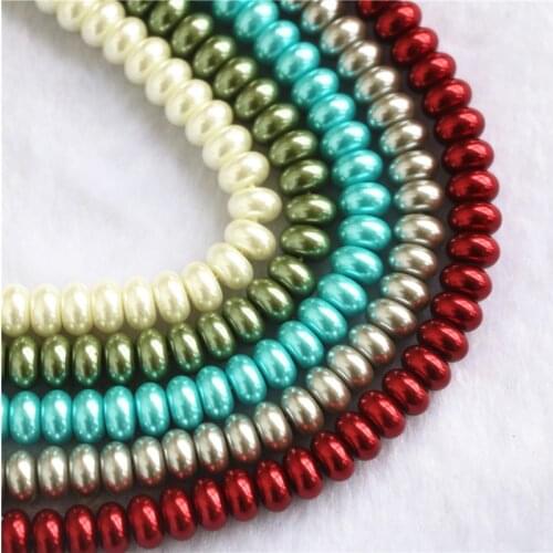 White Green 4x8mm Glass Imitation Pearl Abacus beads Rondelle Loose Spacer Beads For Jewelry Making Bracelet Accessories 15"