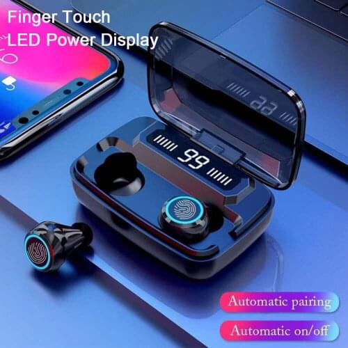 Wireless Earphones Bluetooth V5.0 Wireless Bluetooth In-Ear earbuds LED Display 2000mAh Power Bank Headsets With Microphone