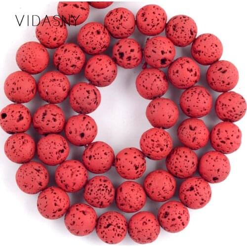 Natural Minerals Stone Red Lava Hematite Beads For Jewelry Making Round Spacer Loose Beads 4 6 8 10mm Diy Bracelet Necklace 15"