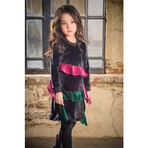 Kids Dress Childrens Girls Winter Dresses Long Sleeve Fashion Child Girl Thickened Silver Fox Dresses Clothing