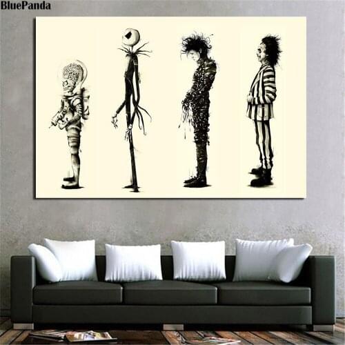 Tim burton Films Beetlejuices Poster Edward Scissorhands Paintings On Canvas Modern Art Decorative Wall Pictures Home Decoration