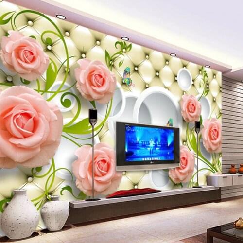 Custom Photo Wallpaper Rose Leather 3D Mural Wall Paper For Living Room Wallpaper TV Background Home Decor Papel De Parede 3D