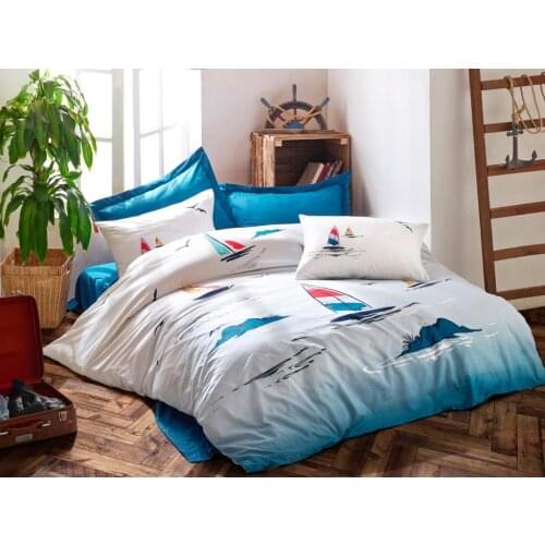 Cottonbox Maritime Neta Single Double Quilt Cover Set Blue