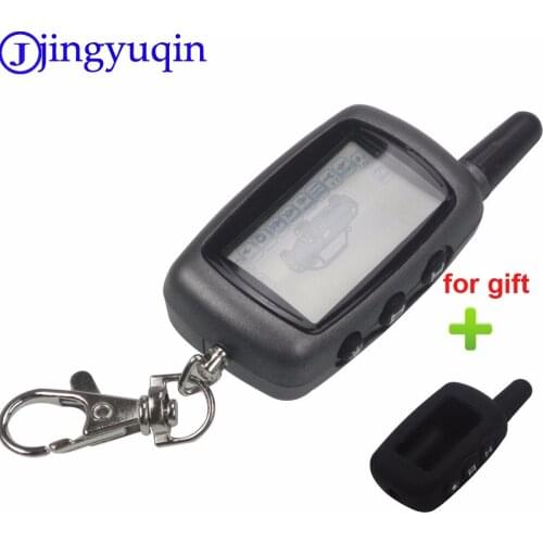 Jingyuqin + Silicone Gift 2-way LCD Remote Control Keychain Key Fob Cover For Russian Version Starline A6 Two Way Car Alarm