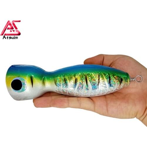AS 125g145g Trolling Lure Popper Tuna Wood Bait Boat Fishing BKK Treble Hooks Saltwater Topwater Carp Artificial SwimBait Leurre