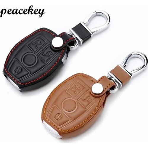 Leather Key Cover Case Shell For Mercedes Benz W203 W204 W211 CLK C180 E200 AMG C E S Class Keyrings Holders Car Accessories