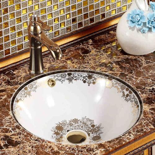 Round Semi Embedded Hand Washing Basin Ceramic bathroom sink wash basin