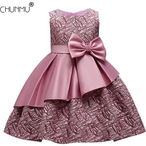 Summer Kids Dress for Girls Wedding Party Lace Bowknot Girl Dress Elegant Princess Pageant Formal Gown For Children Dress