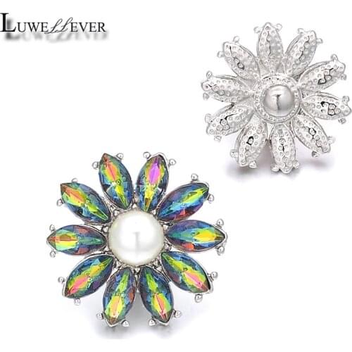Luwellever Component w309 Flower 18mm Metal Snap Button For Bracelet Necklace Interchangeable Jewelry Accessorie Findings