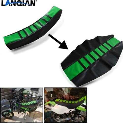 Motorcycle Leather Striped Soft-Grip Gripper Soft Seat For Kawasaki KX KLX KDX 65 85 100 125 150 250 450 F R S SR D-TRACKER