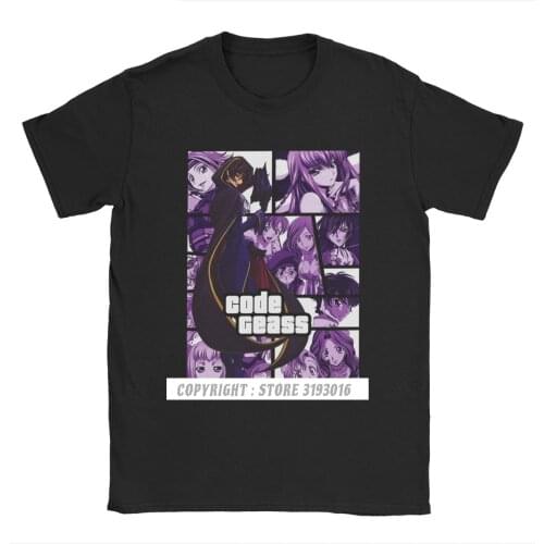 Code Geass Collage T Shirts Camisas Mens T-Shirts O Neck Lelouch Rebellion Anime Britannia Manga CC Suzaku Shirt