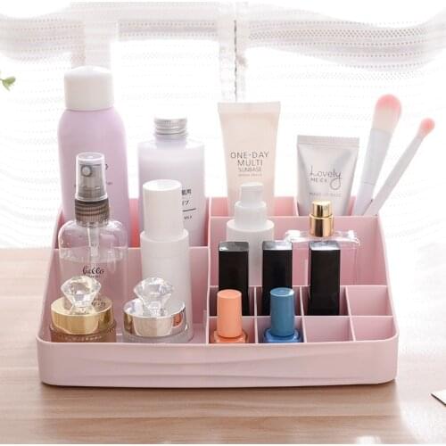 Desktop Sundries Storage Box Makeup Organizer for Cosmetic Make Up Brush Storage Case Home Office Bathroom Storage Box Grids