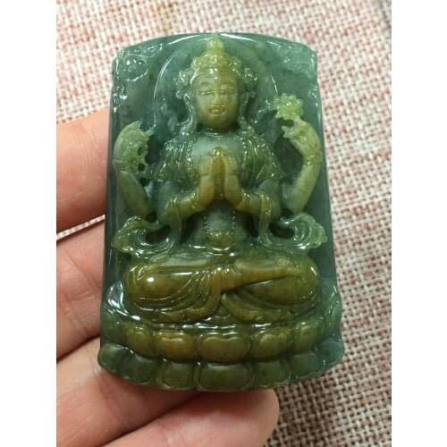 Natural Myanmar jade A HandCarved jade Buddha guan yin jadeite jade pendant jade necklace pendants jewelry necklaces men