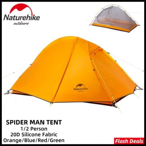 Naturehike Cycling Backpacking Camping Tent 1-2 Person Tent 20D Silicone Nylon Double Layers Outdoor Ultralight Tent Hiking 3FUL