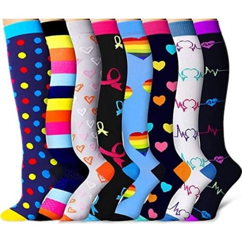 58 Styles New Compression Socks Knee High Fit For Varicose Veins Medical Nursing Socks Running Men Women Travel Flight Socks