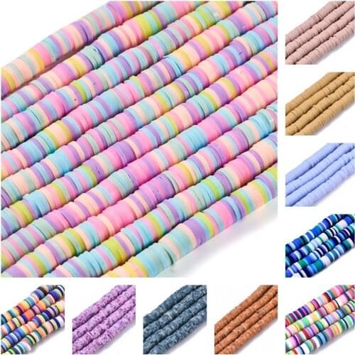 About 320~450pcs/strand 6mm Flat Round Polymer Clay Beads Chip Loose Spacer Boho Slice Beads for Bracelet DIY Jewelry Making