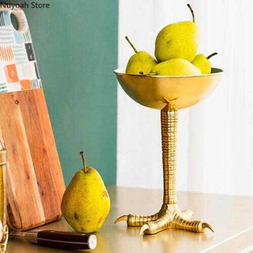 European Style Light Luxury Brass Bird Paw Candy Tray Home Fruit Tray Decoration Ornaments Tea Points Heart Storage Accessories