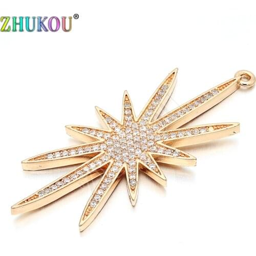 21*53mm Luxury Fashion Inlaid Cubic Zirconia Copper Star Charms Pendants DIY Jewelry Bracelet Necklace Making, Model: VD68