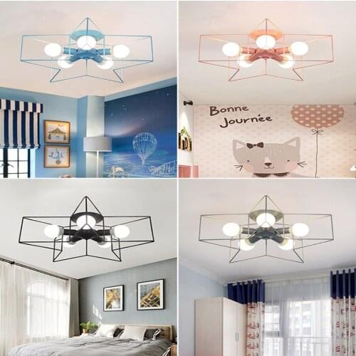 Nordic bedroom lamp ceiling lamp living room modern minimalist home restaurant study creative personality 5 pointed star lamps