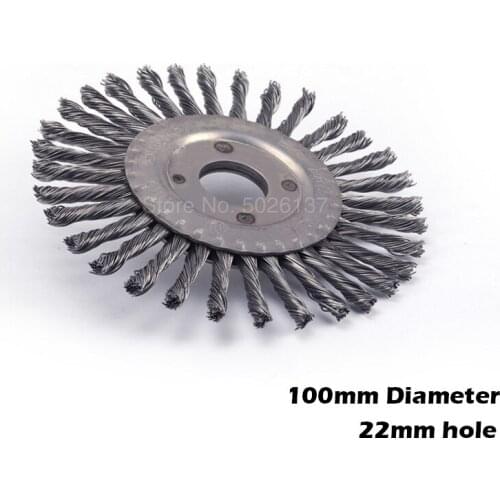 100mm Twisted Wire Knot Disc Torsion Flat Twist Round Crimp Bore Polishing Cleaning Removing Paint Rust Corrosion Threaded Tool
