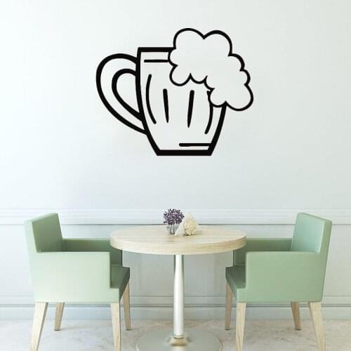 Glass Of Beer Foam Drinks Wall Decals Kitchen Cafe Vinyl Art Mural New Design Home Decor Wall Sticker Window Door Decoration