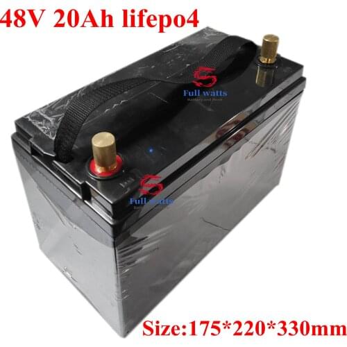 Waterproof 48V 20AH LiFePO4 battery with BMS rechargeable battery for 1500w 2000w electric bike e scooter + 58.4v 5A charger