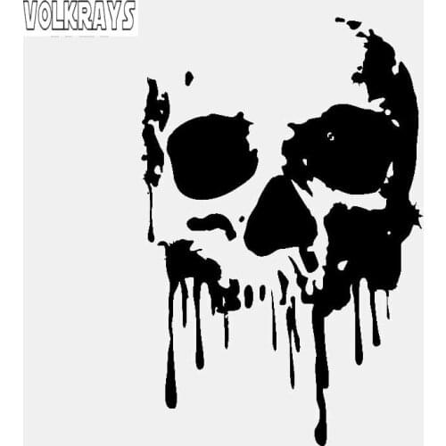 Volkrays Personality Car Sticker Bloody Drip Skull Accessories Reflective Waterproof Vinyl Decal Black/Silver,15cm*9cm