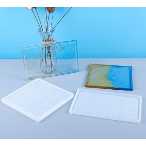 Mirror Cup Coaster Resin Mold DIY Craft Jewelry Plate Tray Silicone Mold Fruit Cake Tea Mat Casting Fluids Artist Epoxy Mould