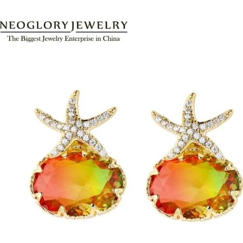 Neoglory Gorgeous Top Level Shinnng Zircon Cover with Sea Star 2020 Female Earrings For Party Accessories High Quality Gift