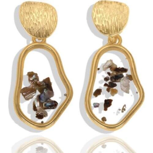 New Creative Vintage Seashell Geometric Irregular Square Transparent Acrylic Earrings for Women Fashion Drop Earrings Jewelry