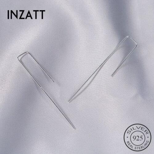 INZATT Trendy Real 925 Sterling Silver Stick Bar Dangle Drop Earrings Fine Jewelry 2020 For Women Party Minimalist Brincos