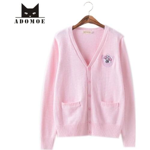 XS-XL Autumn Womens Sweater Knitwear Pink Soft sister Lovely Cute Cartoon Japanese Korea JK Teens Girls Sweet Sweater Cardigans