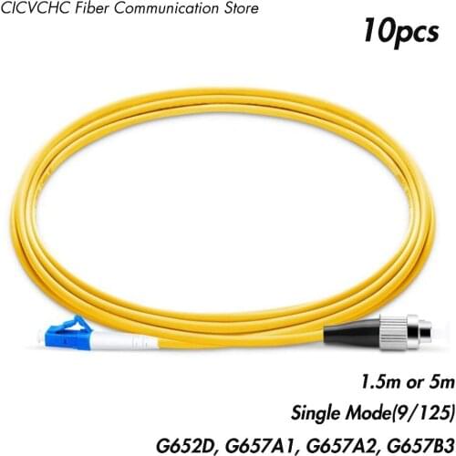 10pcs LC/UPC-FC/UPC Fiber Patchcord-SM(9/125) G657B3, G657A2, G657A1, G652D-1.5m or 5m-3.0mm Cable / Jumper