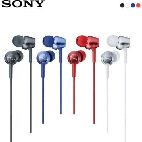 100%Original SONY MDR-EX255AP Headphones 3.5mm Wired Earbuds Music Earphone Smart Phone Headset Hands-free with Mic In-Ear Contr