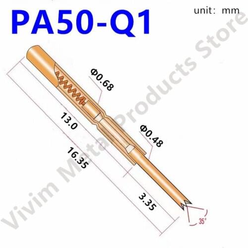 Spring Test Probe PA50-Q1 Metal Durable Brass Test Probe Casing Length 16.55mm Safe Household Convenient Test Tool 100 / PCS