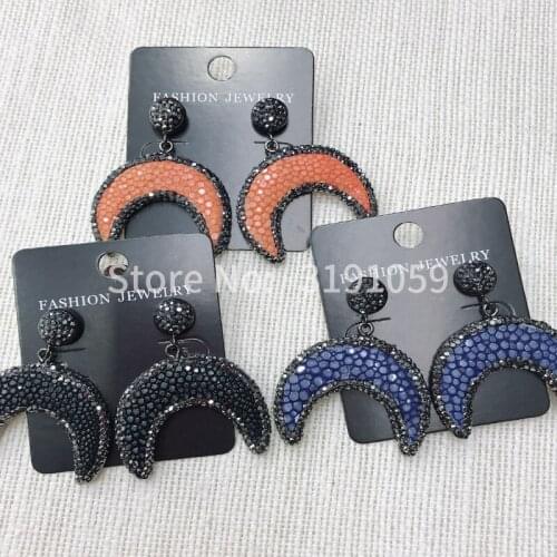 2018 personality wild temperament handmade pearl fish skin earrings