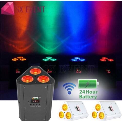 3pcs 18w Battery operated Wedge Par RGBWA+UV 6 in 1 Remote control Wireless dmx Mini Led Uplight