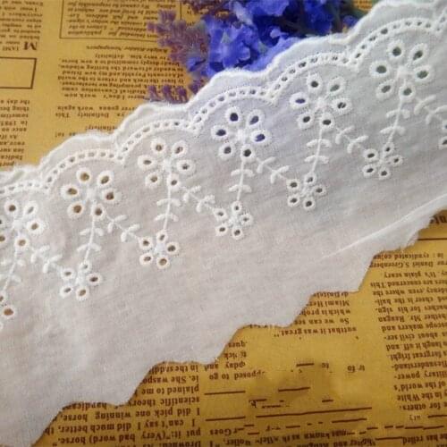 5-15Yard/Lot Natural White Embroidered Lace Trim Cotton Cloth Lace Fabric Width 8CM Sew Diy Clothing Dress Accessories