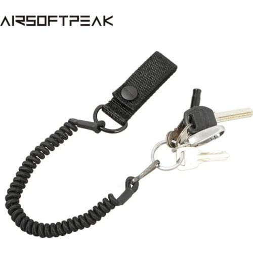 Anti-lost Lanyard Telescopic Elastic Tactical Safety Spring Lanyards Rope Gun Sling Military For Key Ring Chain Hunting Gun Rope