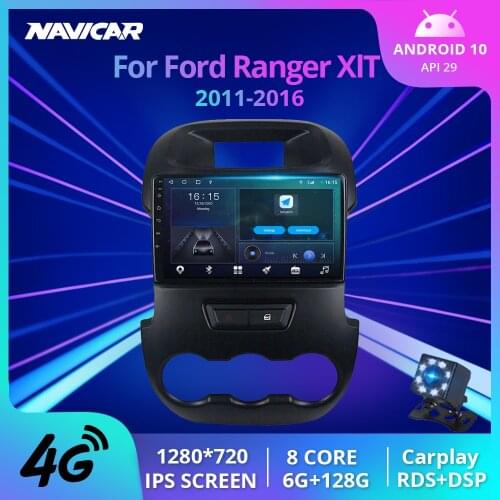 NAVICAR 2Din Android 10.0 Car Radio For Ford Ranger XlT 2011-2016 Stereo Receiver GPS Navigation Auto Radio Car Video Player IGO