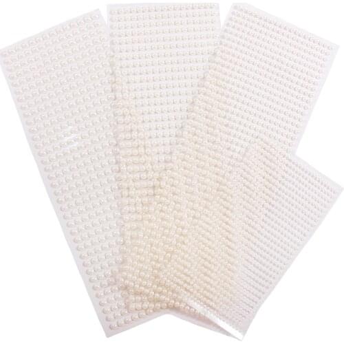 White/Ivory Half Round Pearls Stickers Self-Adhesive Faux Pearl Embellishment for Nail Art and Crafts 3MM 4MM 5MM 6MM