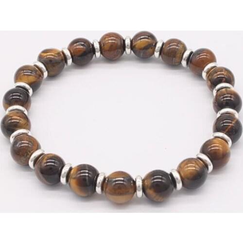 Bule sand Tiger Eye Opal Bracelets Natural Stone Round Beads Elasticity Rope Men Women Bracelet Yoga Chakra jewelry