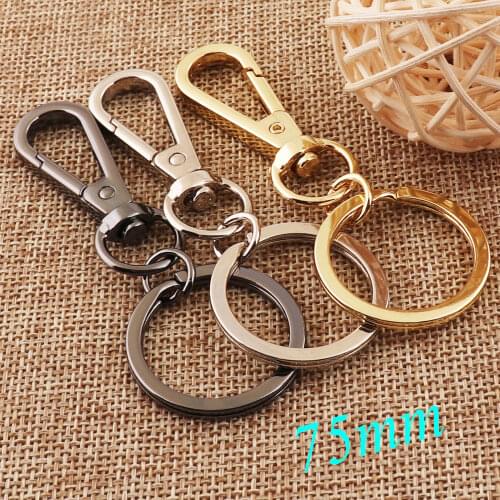 10 PCS Lobster Swivel Clasps KeyChain Gold/Silver/Gunmetal Key Chain Parrot Hook KeyChains Snap Metal Charm Push Clasp-75mm