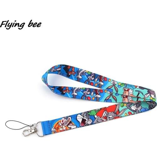 Flyingbee Rabbit Keychain Tags Strap Neck Lanyards For Keys ID Card Pass Gym Mobile Phone USB Badge Holder DIY Hang Rope X1398