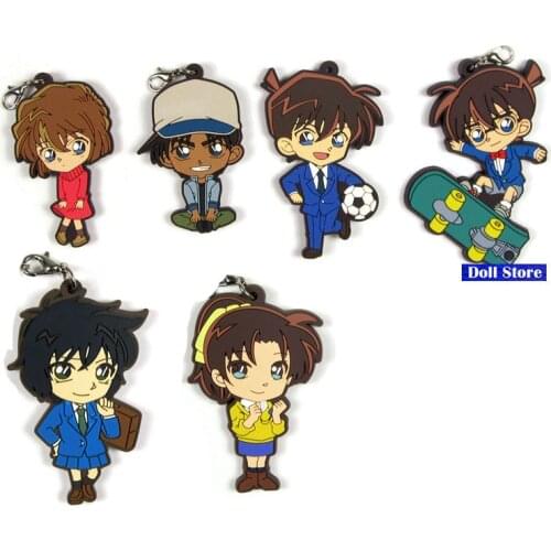 Detective Conan Anime keychain Jimmy Kudo Kaltou Kiddo Hattori Kazuha Ran Mouri Rubber strap/mobile phone charms D222A